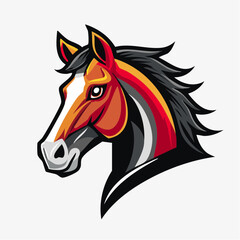 Powerful Horse Head Mascot Logo Design in Dynamic Colors.