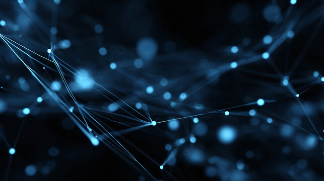 An abstract depiction of a complex digital network with interconnected nodes, resembling a neural network. - Powered by Adobe