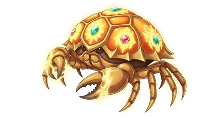 Jeweled Crab Fantasy Creature Illustration.