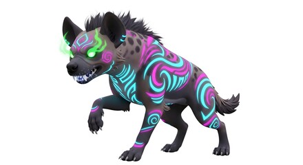 Mystical Hyena with Glowing Markings in Digital Art.