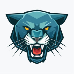 Stylized Roaring Panther Face Graphic Icon for Sports Mascot.