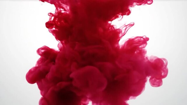水に赤いのインクを落として広がっていく動画素材	