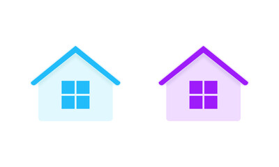 Colorful Home Icon Set with Window – Flat UI House PNG Collection for App, Web, Dashboard, Real Estate Design