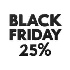 Black friday 25 off sale promotion isolated on transparent background.