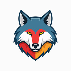Vibrant Wolf Head Illustration A Colorful and Bold Design.
