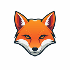 White Fox Head with Orange Accents Detailed Vector Illustration.