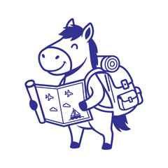 Traveling Horse Cartoon Vector