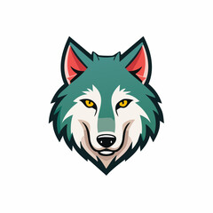 Naklejka premium White Wolf Head with Different Colored Eyes.