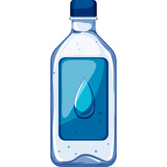Transparent Bottle of Water with Blue Label and Water Drop Icon on a White Background High Resolution Vector Illustration