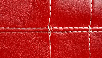 Red leather with stitched squares