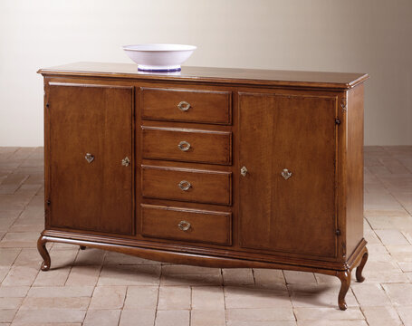 Still life of a wooden sideboard, classic style