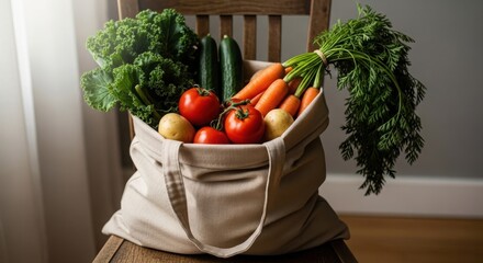 Bag Full of Fresh Vegetables Ready for Healthy Cooking