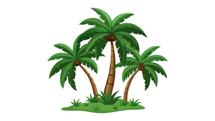 Obraz premium Tropical Trio: Lush green palm trees stand tall on a patch of emerald ground. the tranquil scene evokes a sense of tropical bliss, transporting viewers to a serene island getaway.