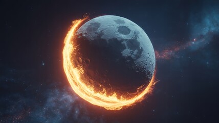 Celestial Sphere Ignited by Cosmic Flames in a Deep Space Nebula