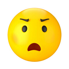 Fototapeta premium Yellow emoji with furrowed brows and open mouth