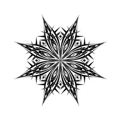 Obraz premium Intricate geometric mandala design with sharp pointed rays and diamond patterns in monochrome elegance for sophisticated projects