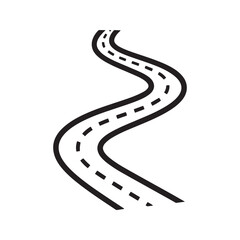 Winding road line art icon. Curved highway path, simple travel and journey route symbol. Vector illustration isolated on white background.
