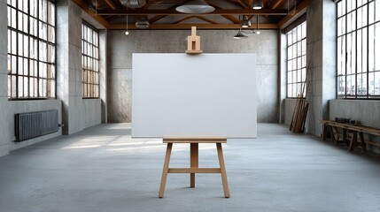 Modern Studio Canvas Mockup on Wooden Easel