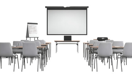 Classroom setup isolated on transparent background.