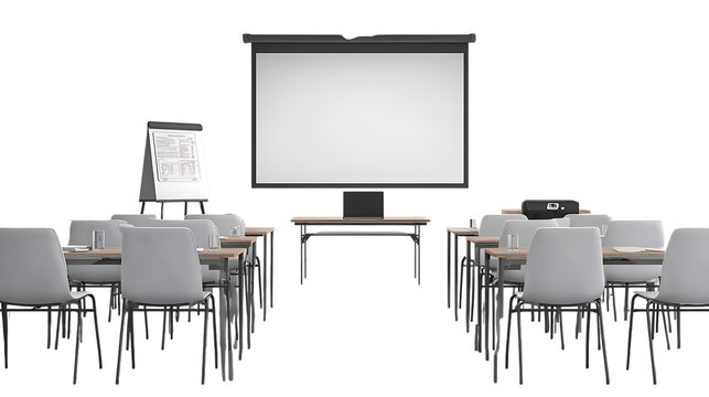 Classroom setup isolated on transparent background.