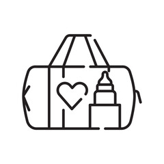 hospital maternity bag black line icon. Vector isolated element