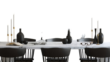 Elegant dining table isolated on transparent background.
