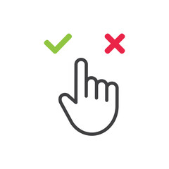 Stylish check mark icon set in green and red color, vector illustration.