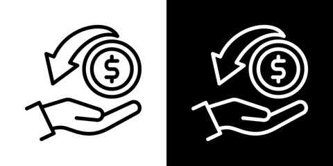 Return On Investment Icon Of Line Black And White Style