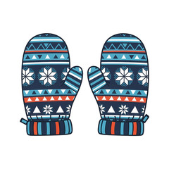 Cozy winter mittens with stylish Nordic snowflake pattern