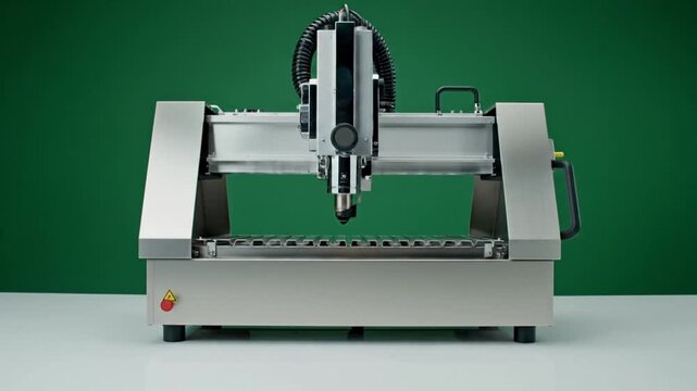 Precision CNC Machine in Action - Detailed View of Engraving and Milling Process.