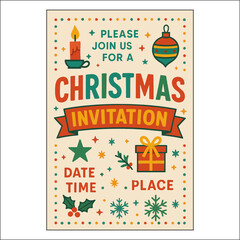 Christmas Invitation Label Design 