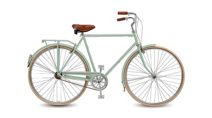 Fototapeta premium Vintage silver bicycle with brown leather seat and handlebars