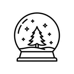 Festive snow globe with Christmas tree and stars
