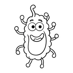 Fun germ coloring page with cute and spooky microbes! Swirling, smiling bacteria and virus characters invite creativity while learning about tiny worlds in a playful, imaginative wa