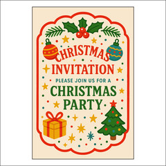 Christmas Invitation Label Design 