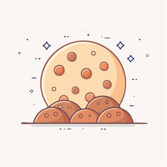 Pixel Art Cookie Moon Rises Over Brown Hills Under Sparkling Night Sky