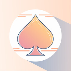 Stylized Spade Symbol With Gradient Colors and Subtle Geometric Lines on a Light Orange Background With Shadows
