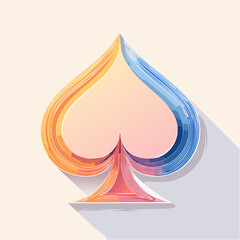 Stylized Spade Symbol with Gradient Colors and Long Shadow on a Light Background