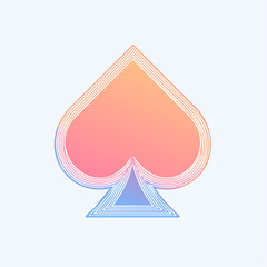 Abstract Spade Symbol in Gradient Colors with Geometric Outlines on Light Blue Background