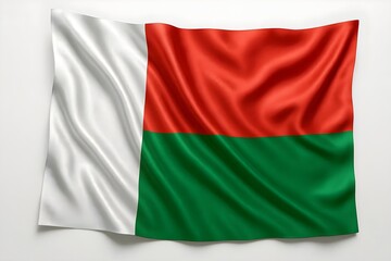 Obraz premium Silk Madagascar flag on white background - 3D illustration
