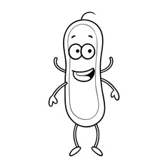 A fun, friendly bacteria character with big eyes and a smile, ready for kids to color, bringing science to life in a playful and imaginative way on this coloring page.
