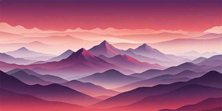 Red-toned mountain silhouette during sunset, creating a warm and dramatic atmosphere ideal for landscape art prints.