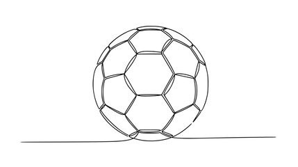 Fototapeta premium Continuous line art of a soccer ball minimalist sports outline design