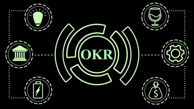 project management Automation concept with icon animation on black background.