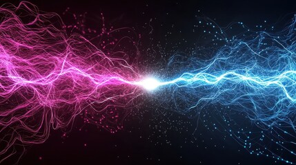 Mesmerizing display of vibrant electric plasma bursts colliding in a captivating cosmic inspired setting