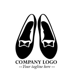 Flat Shoes Logo Symbol in Black on the White Background with Simple Elegant Footwear Design
