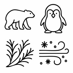 Minimalist line art polar bear icon a clean and modern editable stroke illustration of a friendly arctic animal perfect for branding and design projects