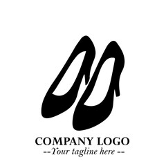 Flat Shoes Logo Symbol in Black on the White Background with Simple Elegant Footwear Design
