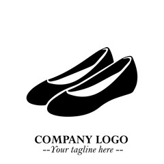 Flat Shoes Logo Symbol in Black on the White Background with Simple Elegant Footwear Design
