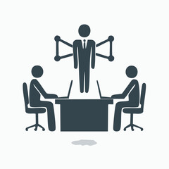 Obraz premium Collection of four black silhouette icons representing startup team business meeting coworking and networking concepts for professional use